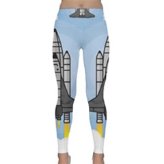 Rocket Shuttle Spaceship Science Classic Yoga Leggings by Wegoenart