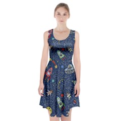 Cat Cosmos Cosmonaut Rocket Racerback Midi Dress by Wegoenart