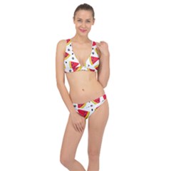 Cute Smiling Watermelon Seamless Pattern White Background Classic Banded Bikini Set  by Nexatart