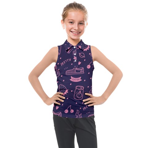 Various Cute Girly Stuff Seamless Pattern Kids  Sleeveless Polo Tee by Nexatart