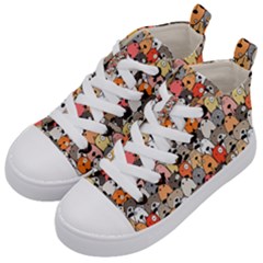 Cute Dog Seamless Pattern Background Kids  Mid-top Canvas Sneakers by Nexatart