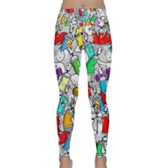 Graffiti Characters Seamless Pattern Lightweight Velour Classic Yoga Leggings by Nexatart