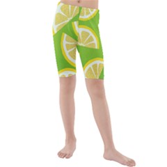 Lemon Fruit Healthy Fruits Food Kids  Mid Length Swim Shorts by Nexatart