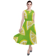 Lemon Fruit Healthy Fruits Food Round Neck Boho Dress by Nexatart