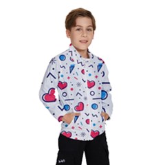 Hearts Seamless Pattern Memphis Style Kids  Windbreaker by Vaneshart