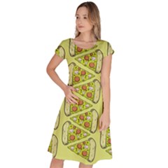 Pizza Fast Food Pattern Seamles Design Background Classic Short Sleeve Dress by Vaneshart