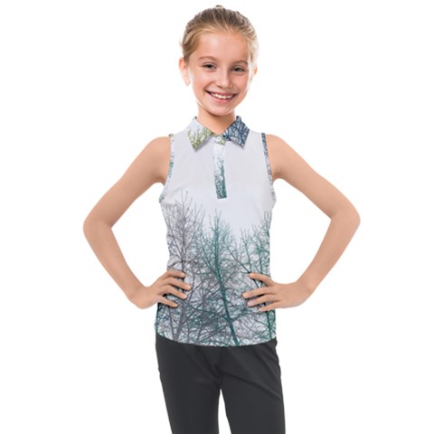 Multicolor Graphic Botanical Print Kids  Sleeveless Polo Tee by dflcprintsclothing