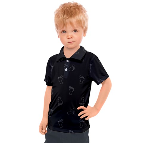 Neon Style Black And White Footprints Motif Pattern Kids  Polo Tee by dflcprintsclothing