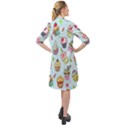 Cupcake Doodle Pattern Long Sleeve Mini Shirt Dress View2