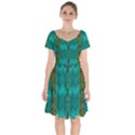 Shimmering Colors From The Sea Decorative Short Sleeve Bardot Dress View1