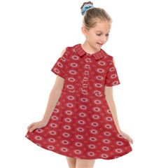 Red Kalider Kids  Short Sleeve Shirt Dress by Sparkle