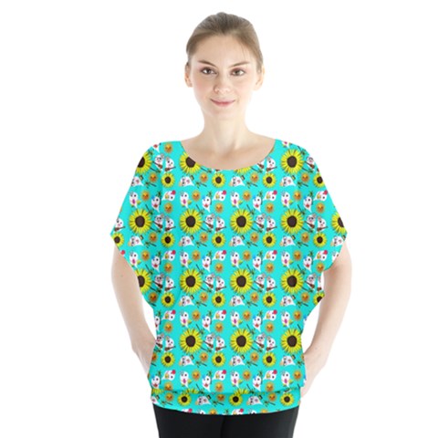 Hawaii Ghost Aqua Batwing Chiffon Blouse by snowwhitegirl