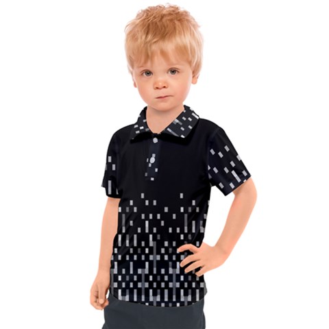 Black And White Matrix Patterned Design Kids  Polo Tee by dflcprintsclothing