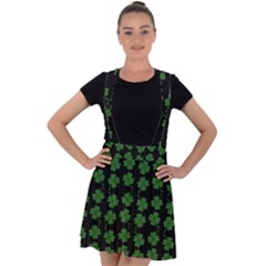 St Patricks Day Velvet Suspender Skater Skirt by Valentinaart