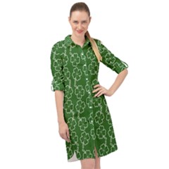 St Patricks Day Long Sleeve Mini Shirt Dress by Valentinaart