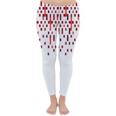 Red And White Matrix Patterned Design Classic Winter Leggings by dflcprintsclothing