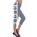 Nautical Seamless Pattern Vector Illustration Lightweight Velour Capri Leggings  View4