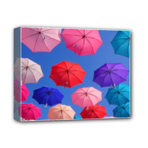 Rainbow Umbrella Deluxe Canvas 14  X 11  (stretched) by Sparkle