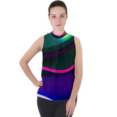 Neon Wonder Mock Neck Chiffon Sleeveless Top by essentialimage