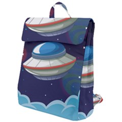 Ufo Alien Spaceship Galaxy Flap Top Backpack by Vaneshart