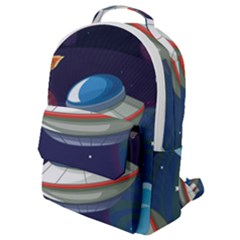 Ufo Alien Spaceship Galaxy Flap Pocket Backpack (small) by Vaneshart