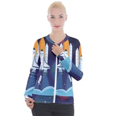 Spaceship Milkyway Galaxy Casual Zip Up Jacket by Vaneshart