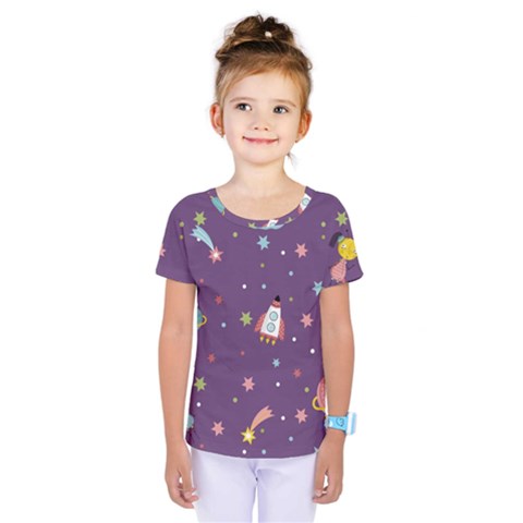 Space Travels Seamless Pattern Vector Cartoon Kids  One Piece Tee by Vaneshart