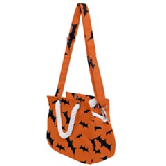 Halloween Card With Bats Flying Pattern Rope Handles Shoulder Strap Bag by Vaneshart