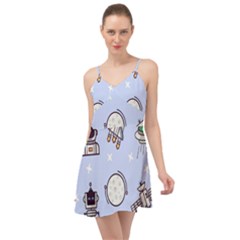 Seamless Pattern With Space Theme Summer Time Chiffon Dress by Vaneshart