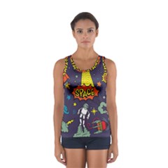 Vector Flat Space Design Background With Text Sport Tank Top  by Vaneshart