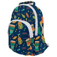 Brazil Musical Instruments Seamless Carnival Pattern Rounded Multi Pocket Backpack by Vaneshart