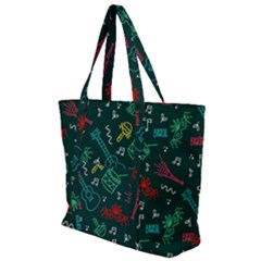 Guitars Musical Notes Seamless Carnival Pattern Zip Up Canvas Bag by Vaneshart