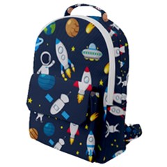 Big Set Cute Astronauts Space Planets Stars Aliens Rockets Ufo Constellations Satellite Moon Rover V Flap Pocket Backpack (small) by Vaneshart