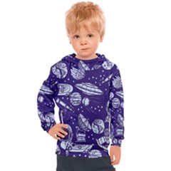 Space Sketch Seamless Pattern Kids  Hooded Pullover by Vaneshart