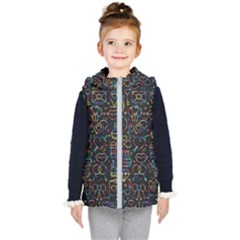 Seamless Pattern With Love Symbols Kids  Hooded Puffer Vest by Vaneshart