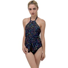 Seamless Pattern With Love Symbols Go With The Flow One Piece Swimsuit by Vaneshart