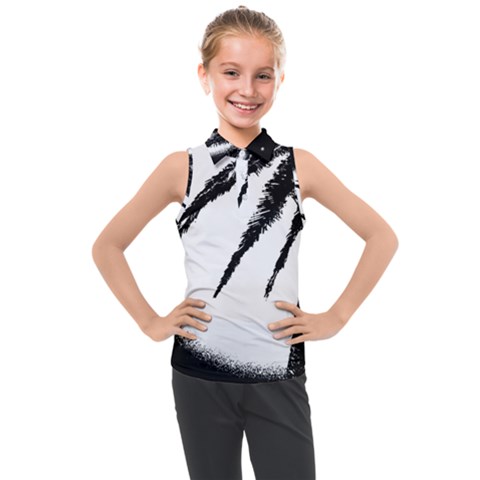 Black And White Tropical Moonscape Illustration Kids  Sleeveless Polo Tee by dflcprintsclothing