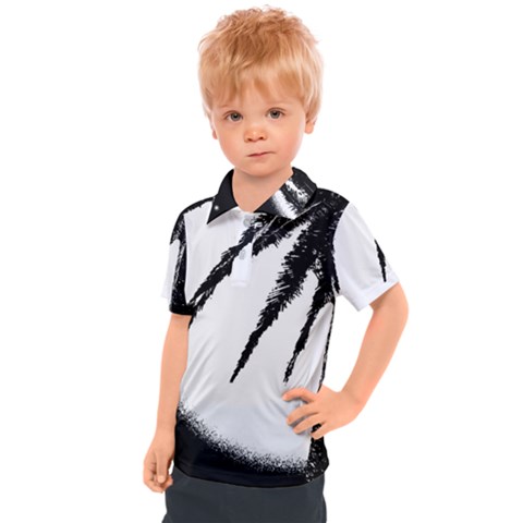 Black And White Tropical Moonscape Illustration Kids  Polo Tee by dflcprintsclothing