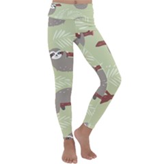 Sloths Pattern Design Kids  Lightweight Velour Classic Yoga Leggings by Vaneshart