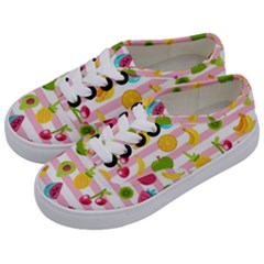 Tropical Fruits Berries Seamless Pattern Kids  Classic Low Top Sneakers by Vaneshart