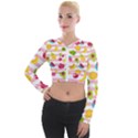 Tropical Fruits Berries Seamless Pattern Long Sleeve Cropped Velvet Jacket View1