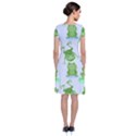 Cute Green Frogs Seamless Pattern Short Sleeve Front Wrap Dress View2