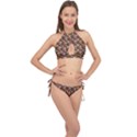 Swimmer 20s Brown Cross Front Halter Bikini Set View1