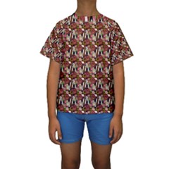 Swimmer 20s Burgundy Kids  Short Sleeve Swimwear by snowwhitegirl