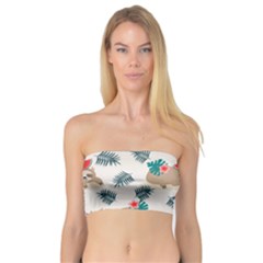 Cute Lazy Sloth Summer Fruit Seamless Pattern Bandeau Top by Vaneshart