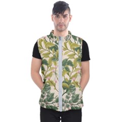 Flower Leaves Background Men s Puffer Vest by Vaneshart