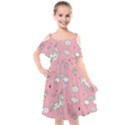 Cute Unicorn Seamless Pattern Kids  Cut Out Shoulders Chiffon Dress View1