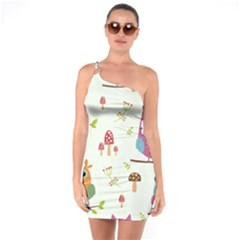 Forest Seamless Pattern With Cute Owls One Soulder Bodycon Dress by Vaneshart