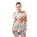 Seamless Pattern Vector Owl Cartoon With Bugs Long Sleeve Chiffon Shirt View1