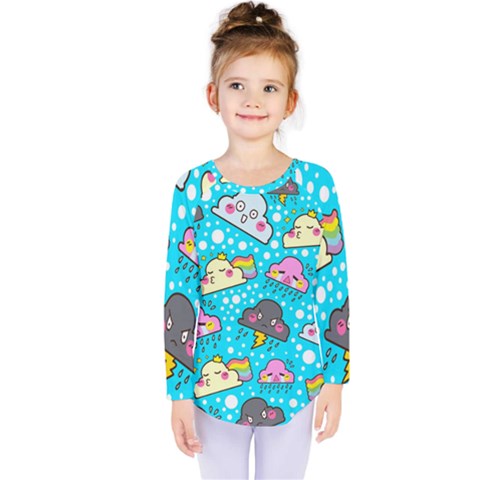 Cloud Seamless Pattern Kids  Long Sleeve Tee by Vaneshart